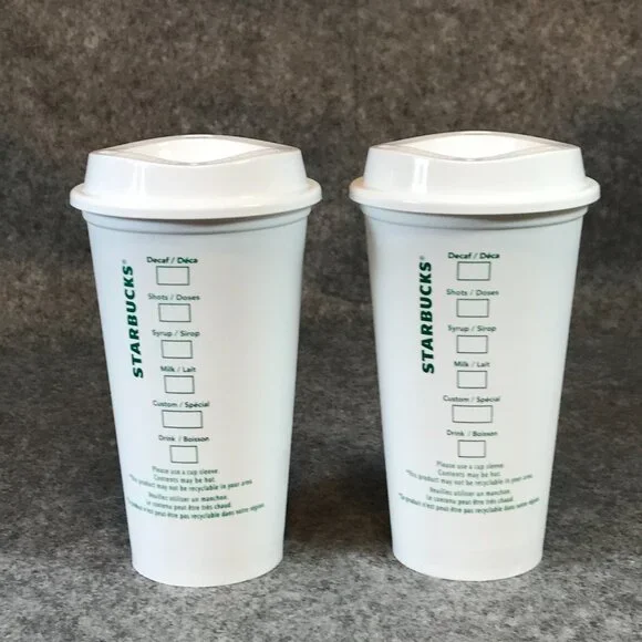 STARBUCKS Reusable Grande 16 OZ Plastic White Coffee Tea Hot Cups Mugs - Picture 4 of 10